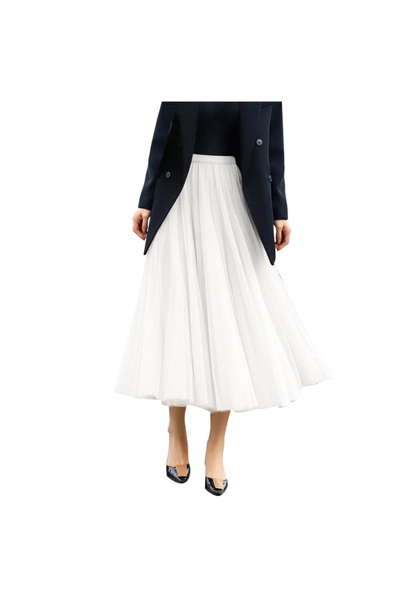 Skirts for Women Trendy,Womens Tulle Maxi Skirt High Waisted Pleated Skirts Mesh Overlay A Line Tutu Style Dressy Wedding Party Formal Gala