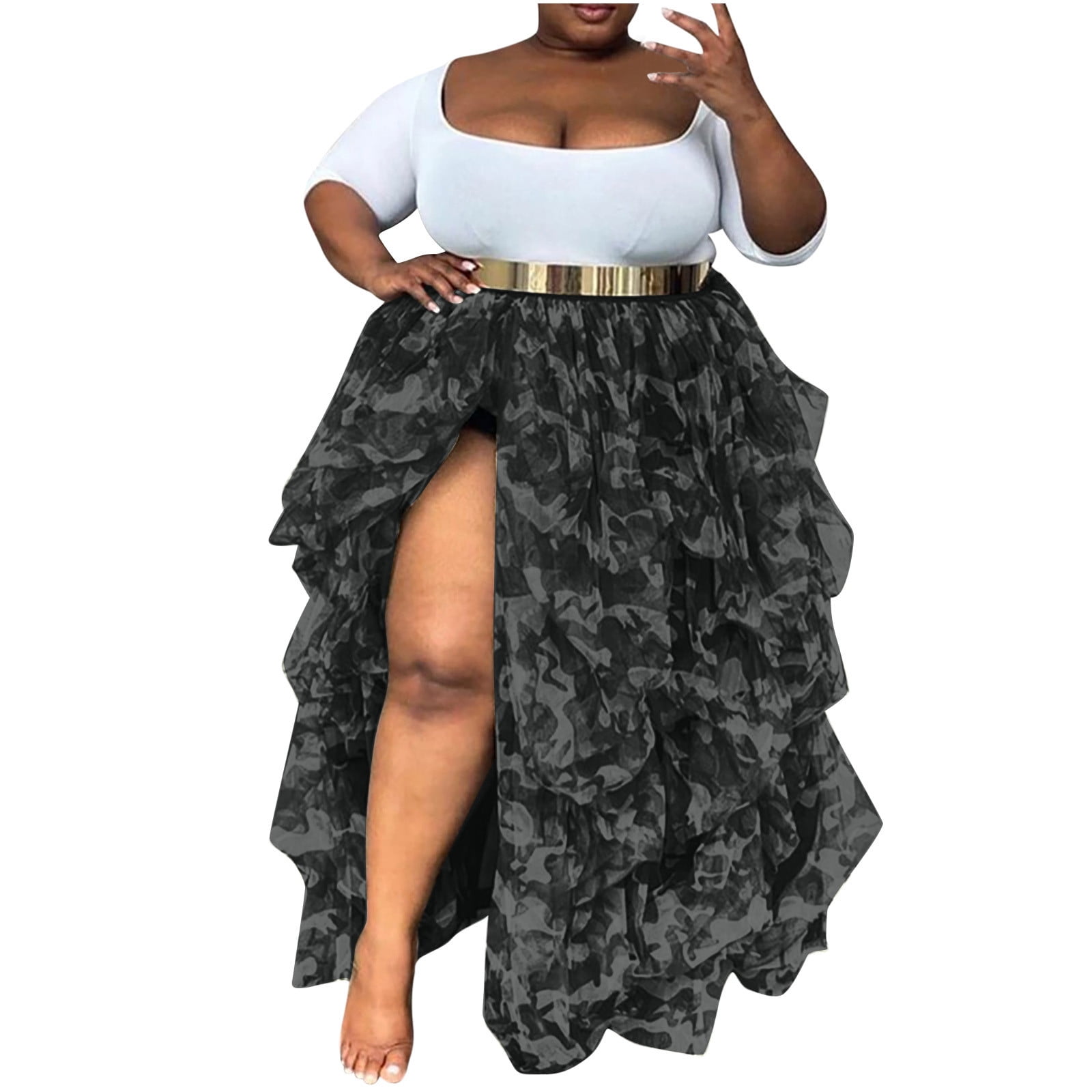 High waisted long top skirts plus size