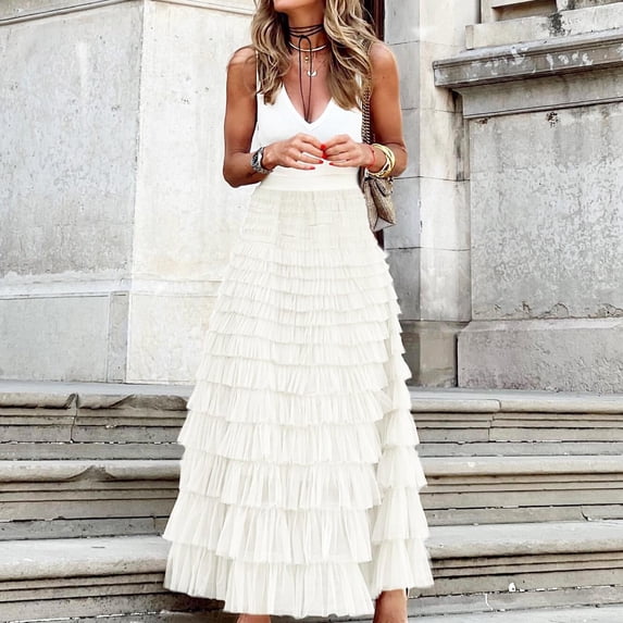 Skirts for Women Wear Casual Daily for Perfect Fabric Breathable Comfortable Solid Color Pleated High Waist Womens Skirts