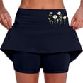 thumbnail image 1 of Skirts for Women's Mid Rise Culottes with Pockets Athleisure Two Short Skirts for Everyday Comfort and Style Dark Blue XXL, 1 of 3