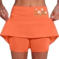 thumbnail image 1 of Tennis Skirts for Women's Summer Mid Rise Culottes with Pockets Athleisure Two Short Skirts for Everyday Comfort Style Orange XXL, 1 of 3