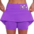 thumbnail image 1 of Skirts for Women's Mid Rise Culottes with Pockets Athleisure Two Short Skirts for Everyday Comfort and Style Purple XXL, 1 of 3