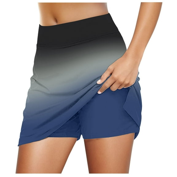 Skirts with Shorts, Clearance High Waisted Prints Gym Skorts Comfy Dailywear Fashion Womens Skorts for Summer,Grey,M