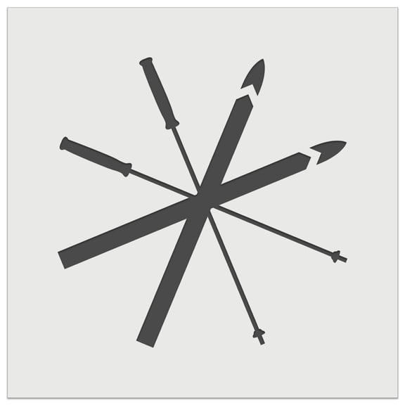 Skis and Poles Skiing Equipment and Gear DIY Cookie Wall Craft Stencil - 3.5 Inch