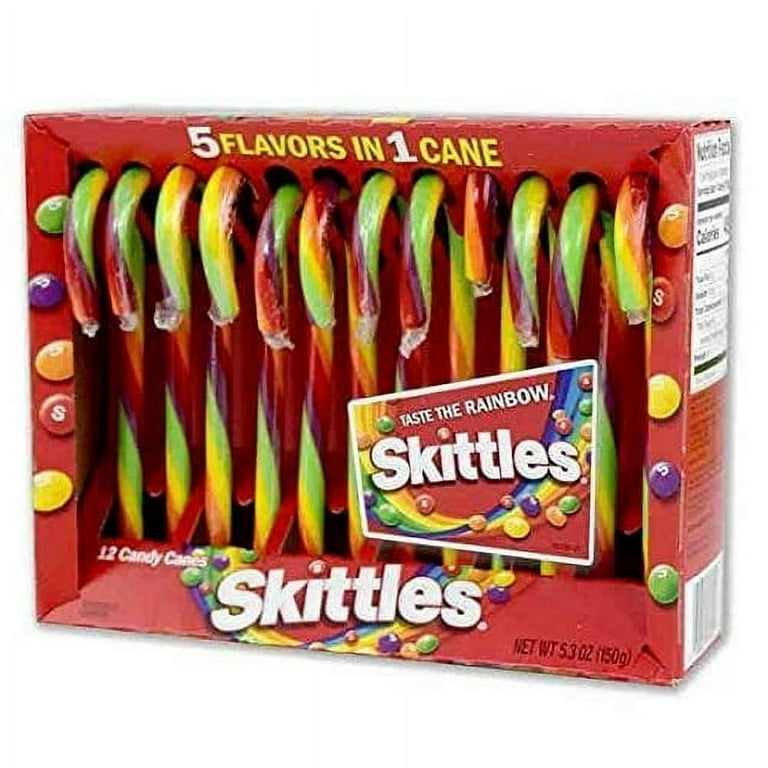 Christmas Candy Canes Suckers, Multicolored Rainbow Fruity Flavor