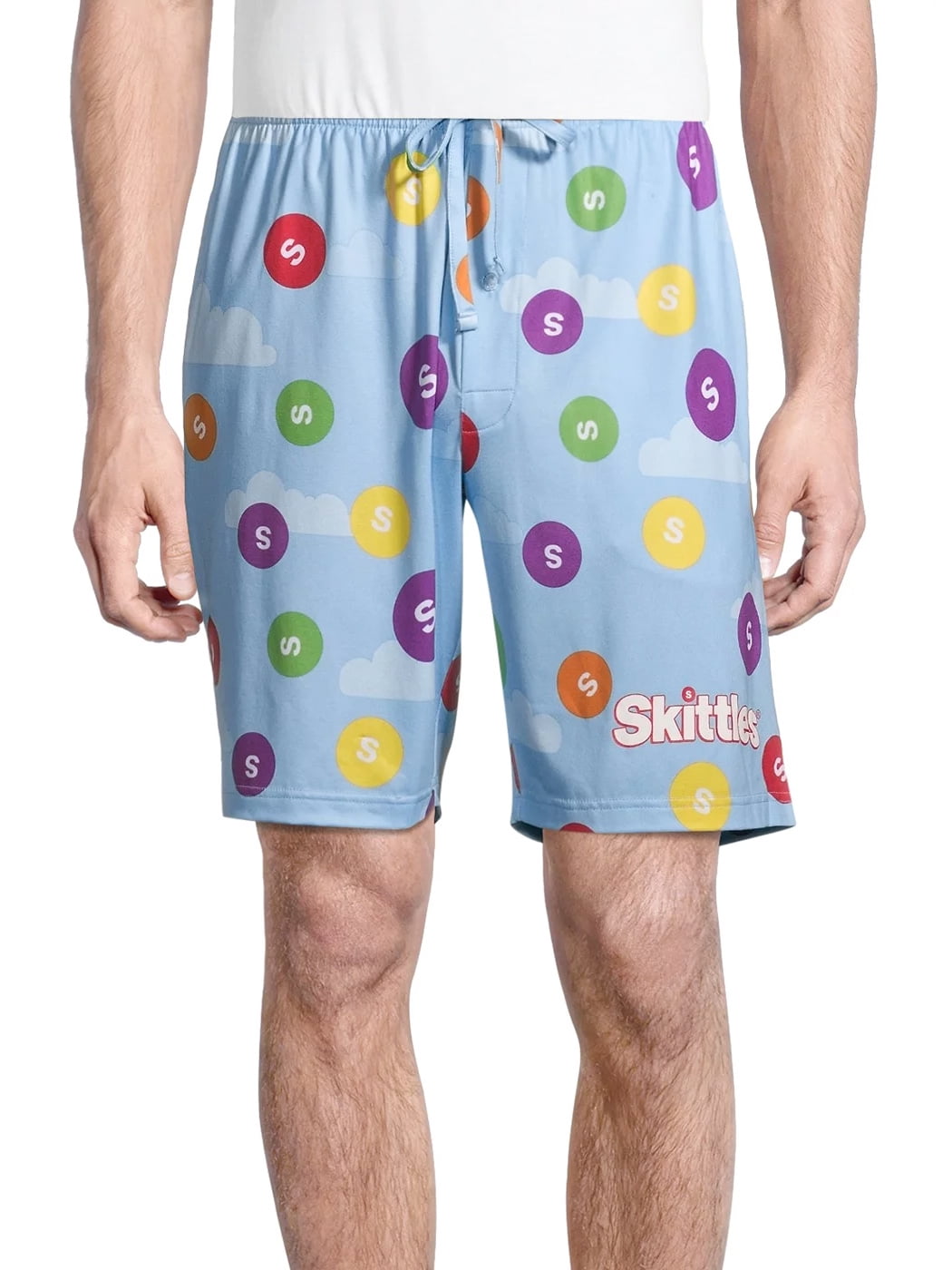 Skittles Candy In The Clouds Sky Blue Men's Lounge Pajama Shorts (Small