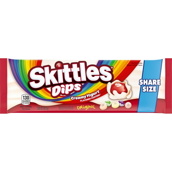 Skittles Dips Yogurt Coated Fruit Candy, Share Size Bag, 2.9 oz