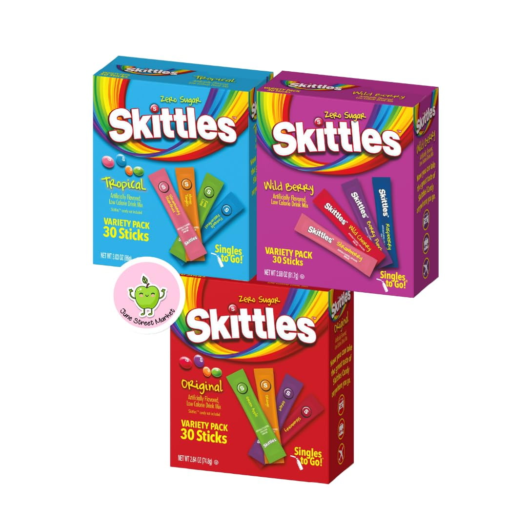 Skittles Drink Mix Variety Value Pack 3 Boxes Original, Tropical, and