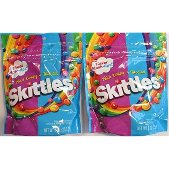 Skittles Flavor Mash-Ups Wild Berry And Tropical (Pack Of 2 9 Ounce Bags)