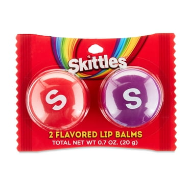 Skittles Flavored Lip Balm 2-Piece Set, Cherry and Grape Flavors, 0.7 oz