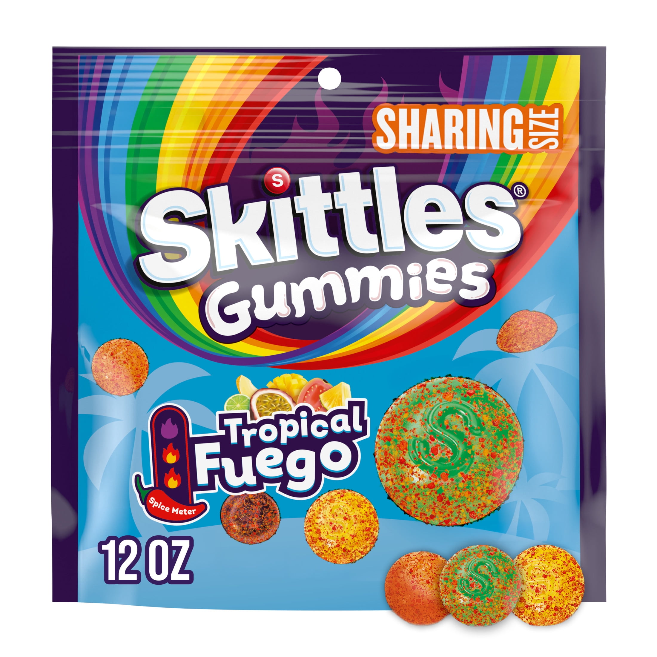 Skittles Gummies Tropical Fuego Gummy Candy, Sharing Size - 12 oz Candy Bag