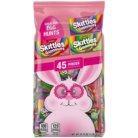 Skittles Gummies Fun Size Easter Candy Variety Bag - 45 Ct Bulk Bag