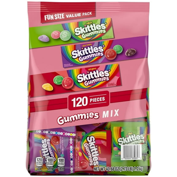 Skittles Gummies Fun Size Variety Candy, Party Size, 120 Count