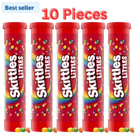 Skittles Littles Original Chewy Candy, Share Size, 1.9 oz Mega Tube ( 10 PACK )