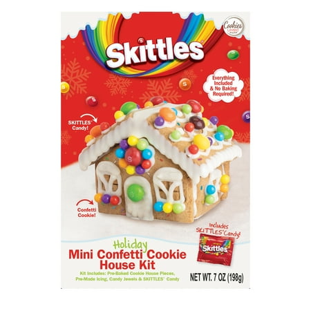 DIY Skittles Mini Confetti Cookie House Kit, 7oz, Shellfish-Free, Contains Wheat, Soy, and Eggs
