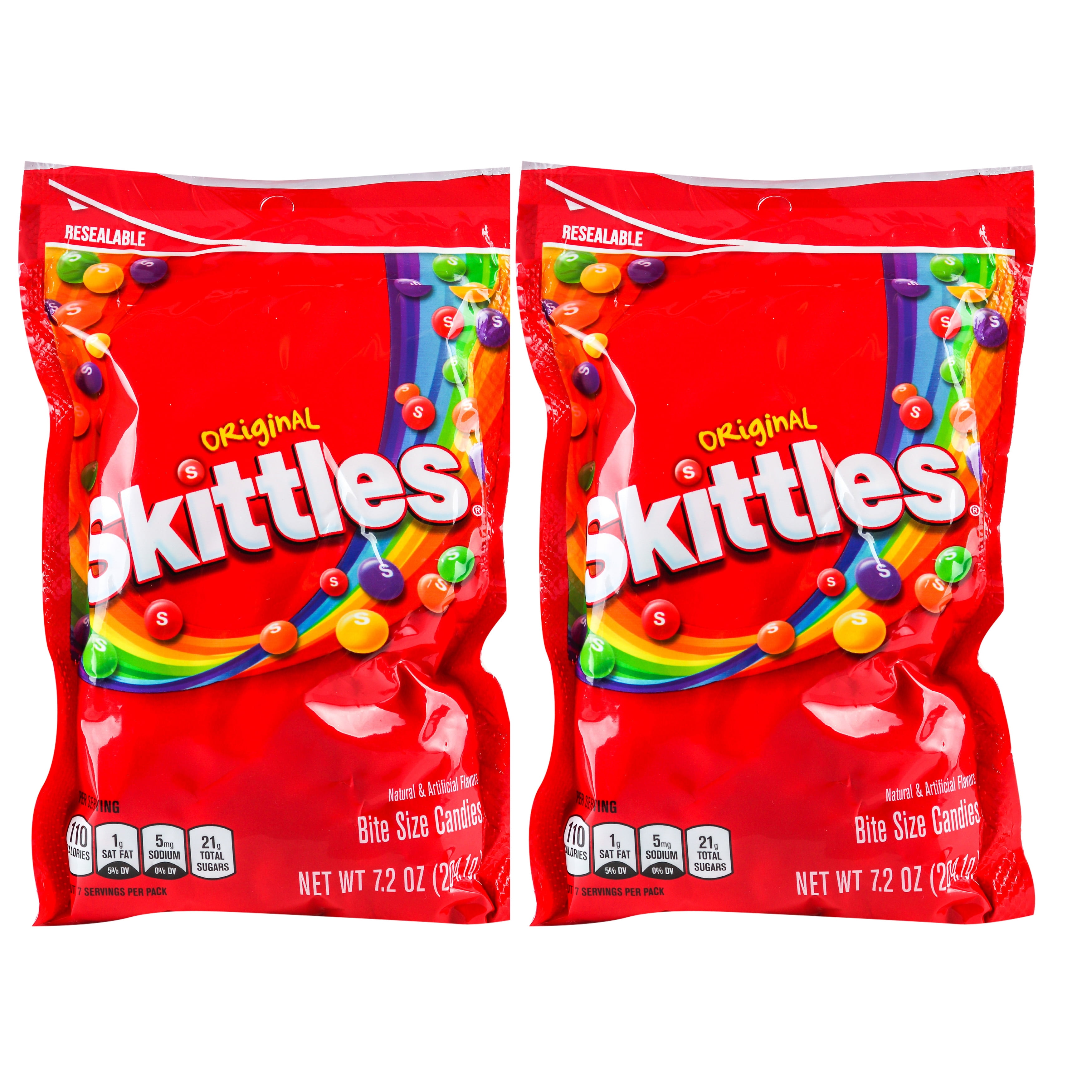 Skittles Original Bite-Size Candy 7.2 oz. Resealable Bag (2 Pack)