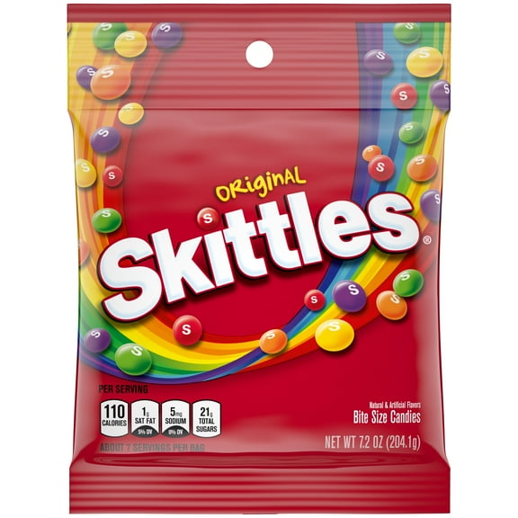 Skittles Original Bite Size Candy, Gluten Free, 7.2 oz (204.1g), Plastic Bag