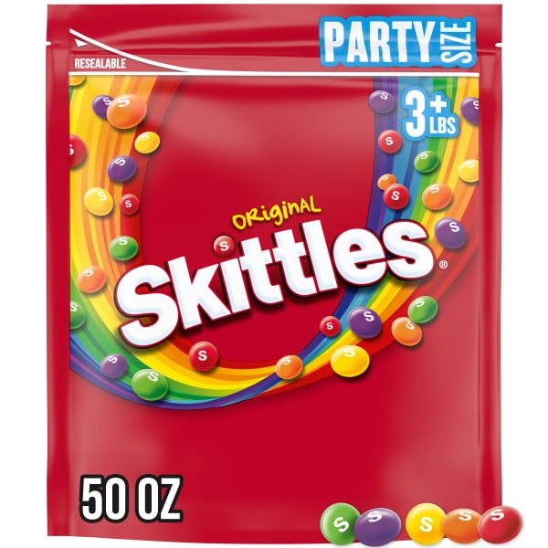 Skittles Original Summer Chewy Candy Party Size - 50 oz Resealable Candy Bag
