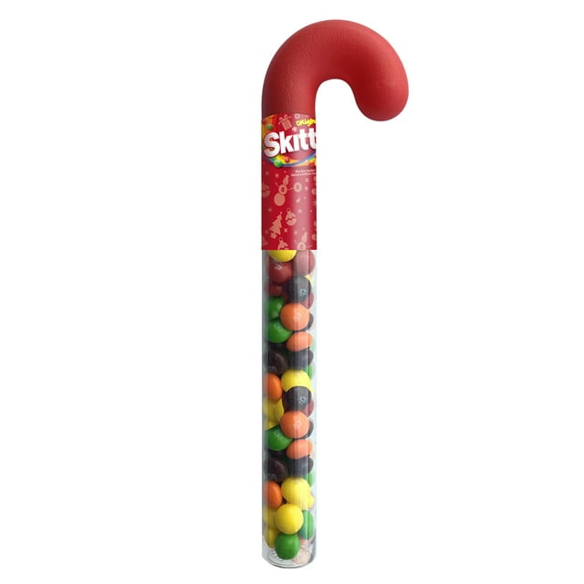 Skittles Original Filled Christmas Candy Cane Tube, 1.7 ounce