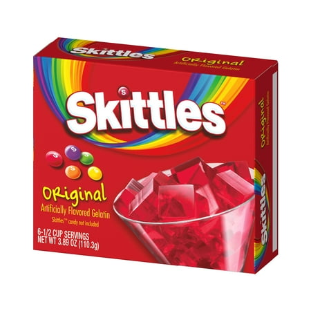 Skittles Original Flavor Gelatin Mix, 6 Servings, 3.89 oz Cardboard Box