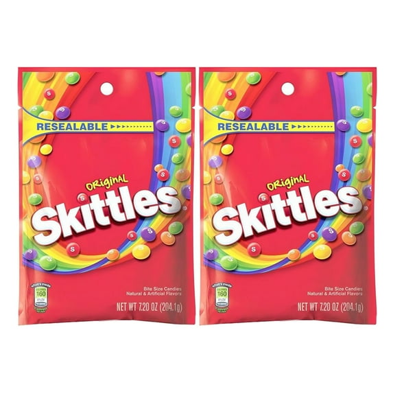 Skittles Original Fruit, Candies Bite Size 7.2 Oz Bags (Pack of 2)