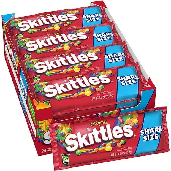 Skittles Original Fruit Flavored Candy, 4 oz, 24 ct
