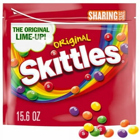 Skittles Original Fruity Candy Sharing Size Fruity Assorted, Sharing Size Bag (Packaging May Vary)15.6 oz Pack of 2