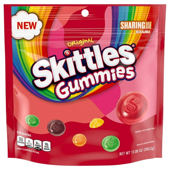 Skittles Original Gummies Candy - Sharing Size - 12 oz Packaging May Vary (Pack of 2)