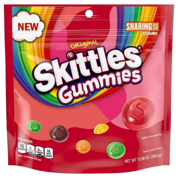 Skittles Original Gummies Candy - Sharing Size - 12 oz Packaging May Vary (Pack of 2)