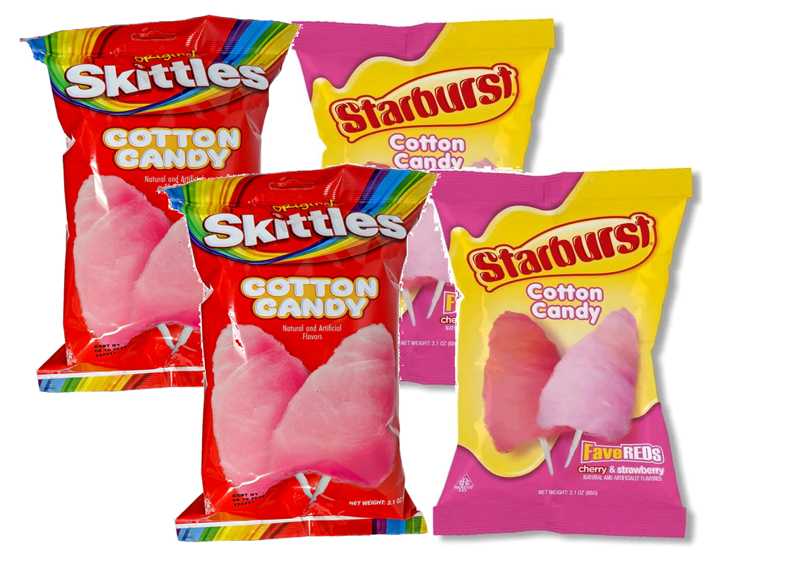 Skittles Original & Starburst FaveReds Cotton Candy, Variety 4Pack