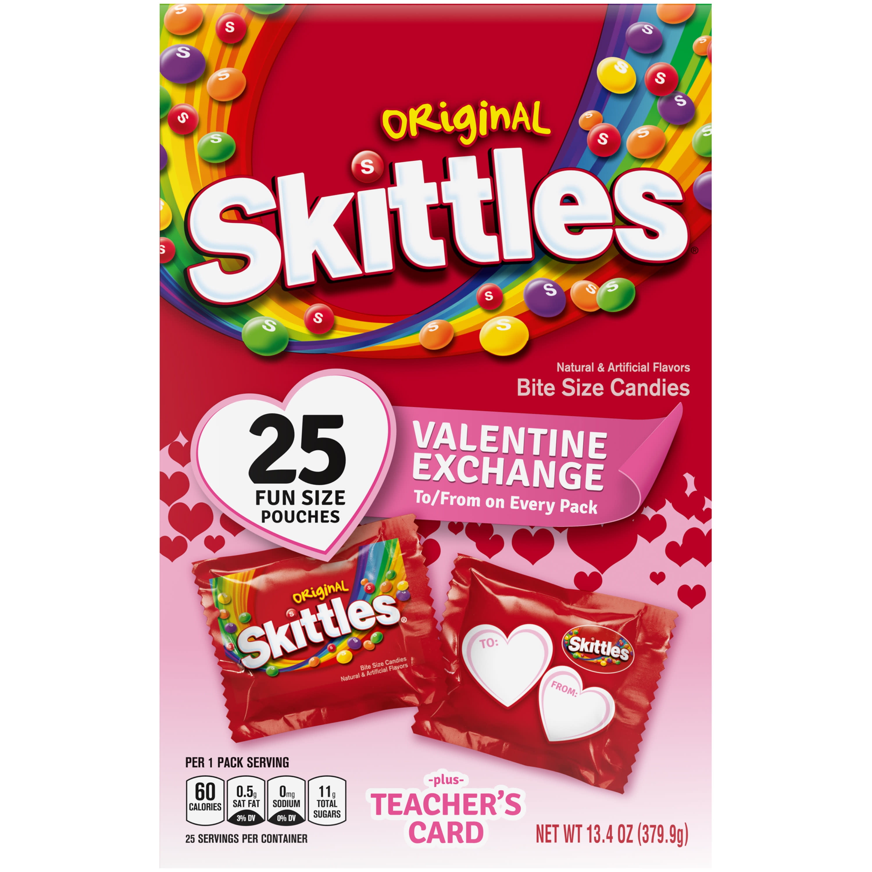 Skittles Original Valentine's Day Fun Size Chewy Candy 13.4 oz, 25