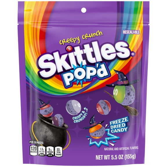 Skittles Pop'd Creepy Crunch Freeze Dried Halloween Candy - 5.5 oz Bag