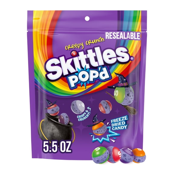 Skittles Pop'd Creepy Crunch Freeze Dried Halloween Candy - 5.5 oz Bag
