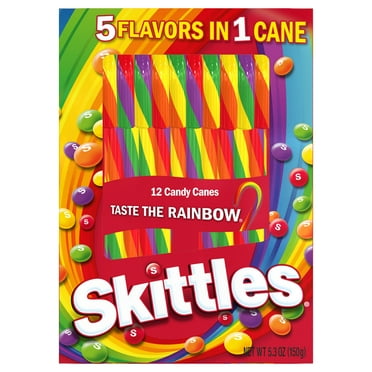 Skittles Rainbow (5 Flavors in 1) Christmas Candy Canes Stocking Stuffers, 5.8oz, 12 Count