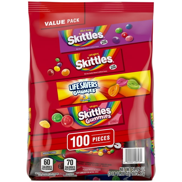 Skittles, Skittles Gummies & Life Savers Gummies Variety Pack - 100 Ct Bulk Bag