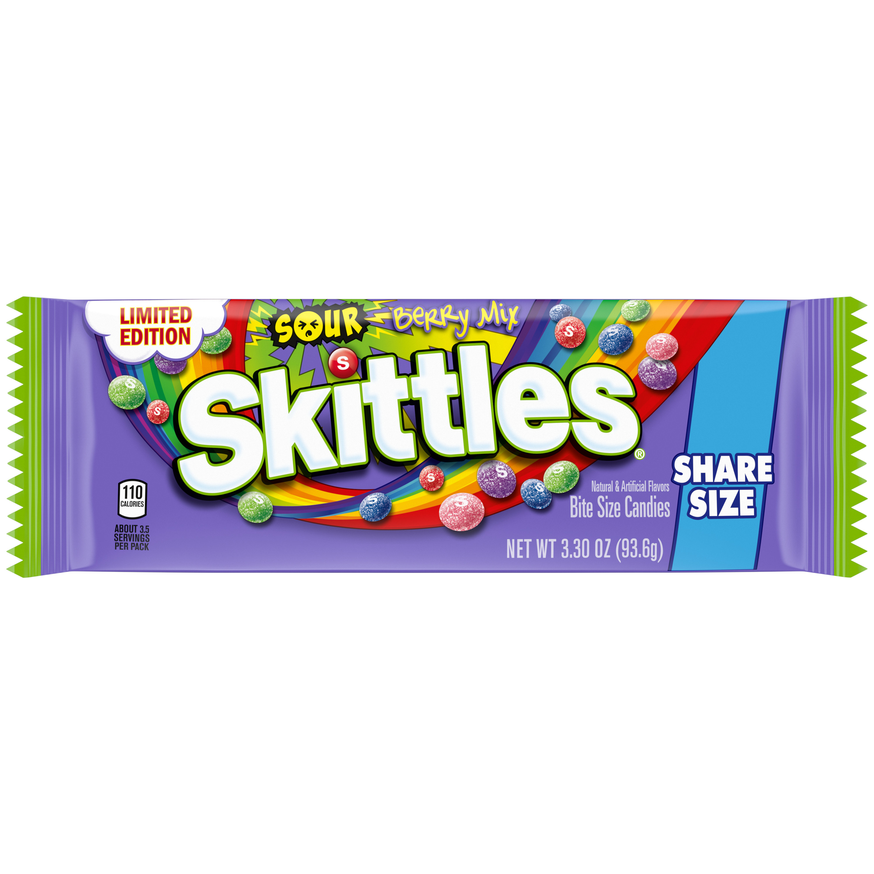 Skittles Sour Berry Limited Edition Chewy Candy, Sharing Size - 3.3 oz Bag - image 1 of 13