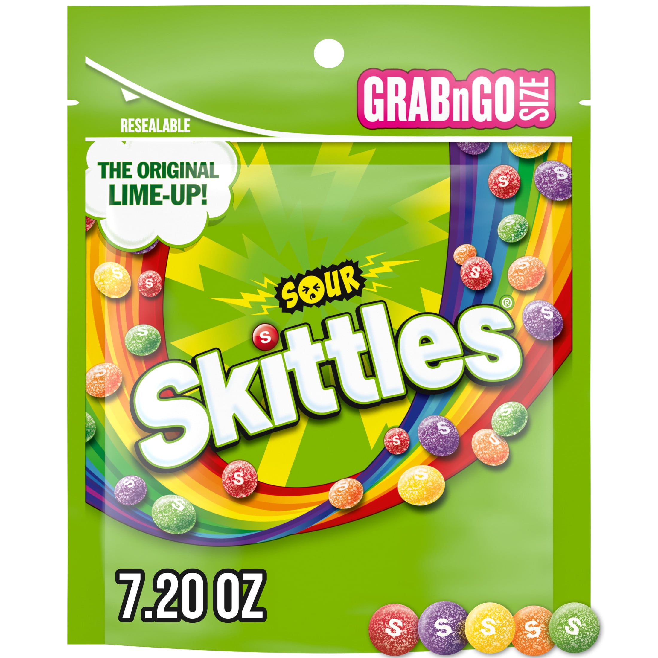 Skittles Sour Candy, Chewy Candy Grab N Go - 7.2 oz Bag