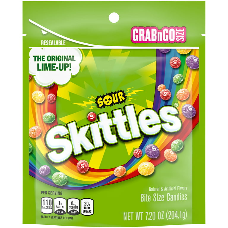 Skittles Sour Candy Bag, 7.2 ounce