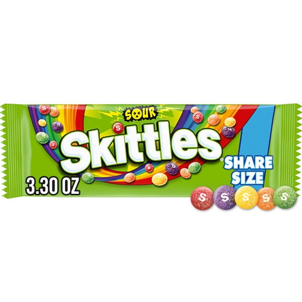Skittles Sour Candy, Fruit Candies Share Size - 3.3 oz Bag