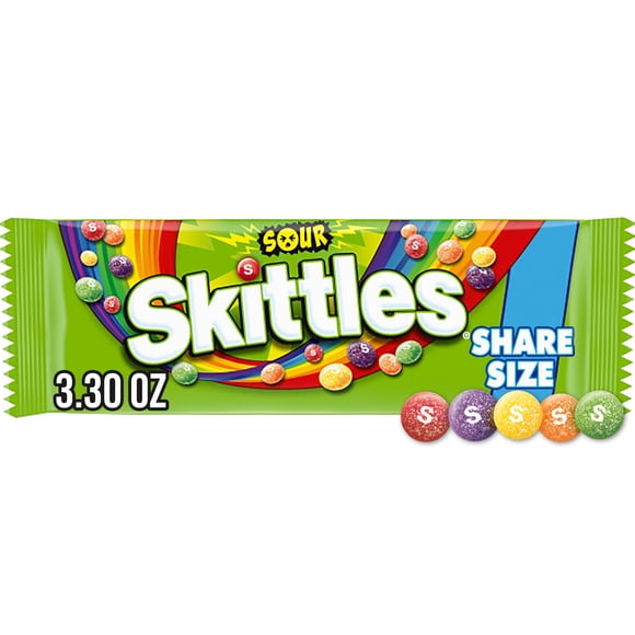 Skittles Sour Candy, Fruit Candies Share Size - 3.3 oz Bag