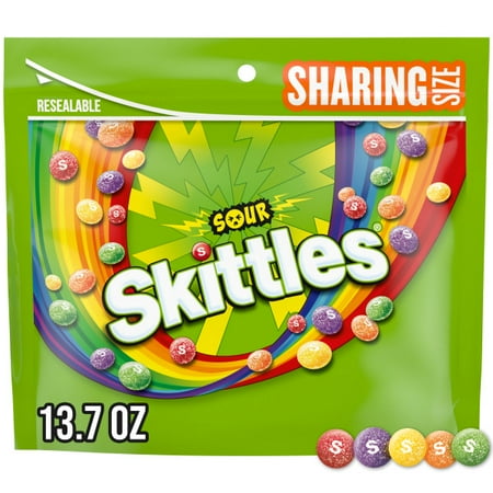 Skittles Sour Candy, Chewy Fruit Candies, Share Size, 13.7 oz Bag