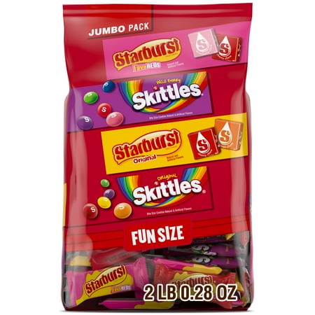 Skittles & Starburst Fun Size Chewy Candy Variety Bag - 32.28 oz Jumbo Pack