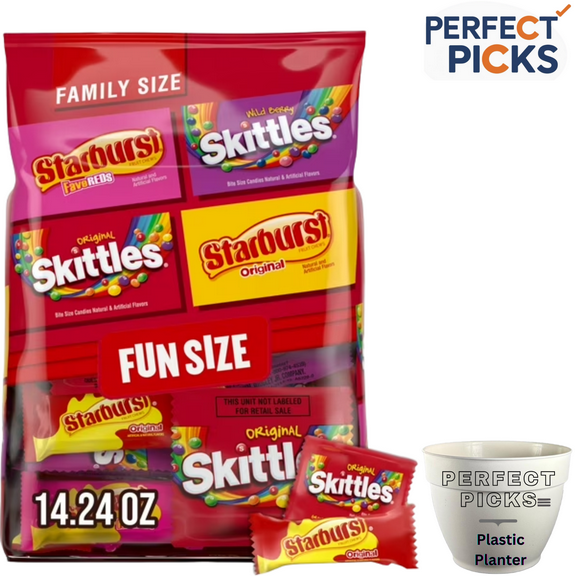 Skittles & Starburst Fun Size Chewy Candy Variety Bag , Family Size - 14.24 oz Bulk Bag