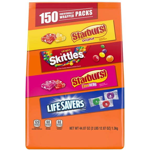 Skittles, Starburst & Life Savers Chewy & Hard Candy Assortment - 150 Pieces Bag