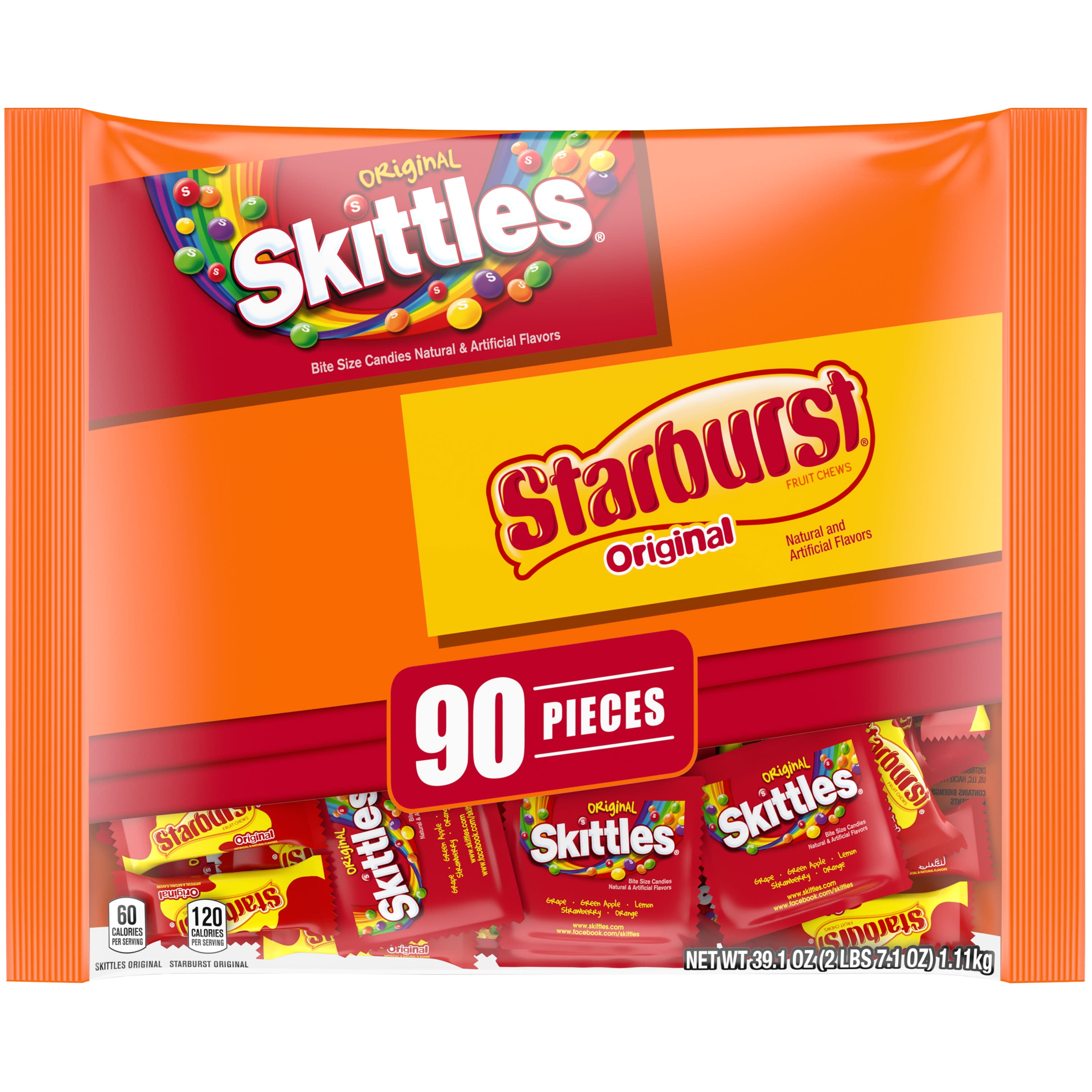 Skittles & Starburst Original Chewy Candy - 39.1 oz, 90 Piece Bag