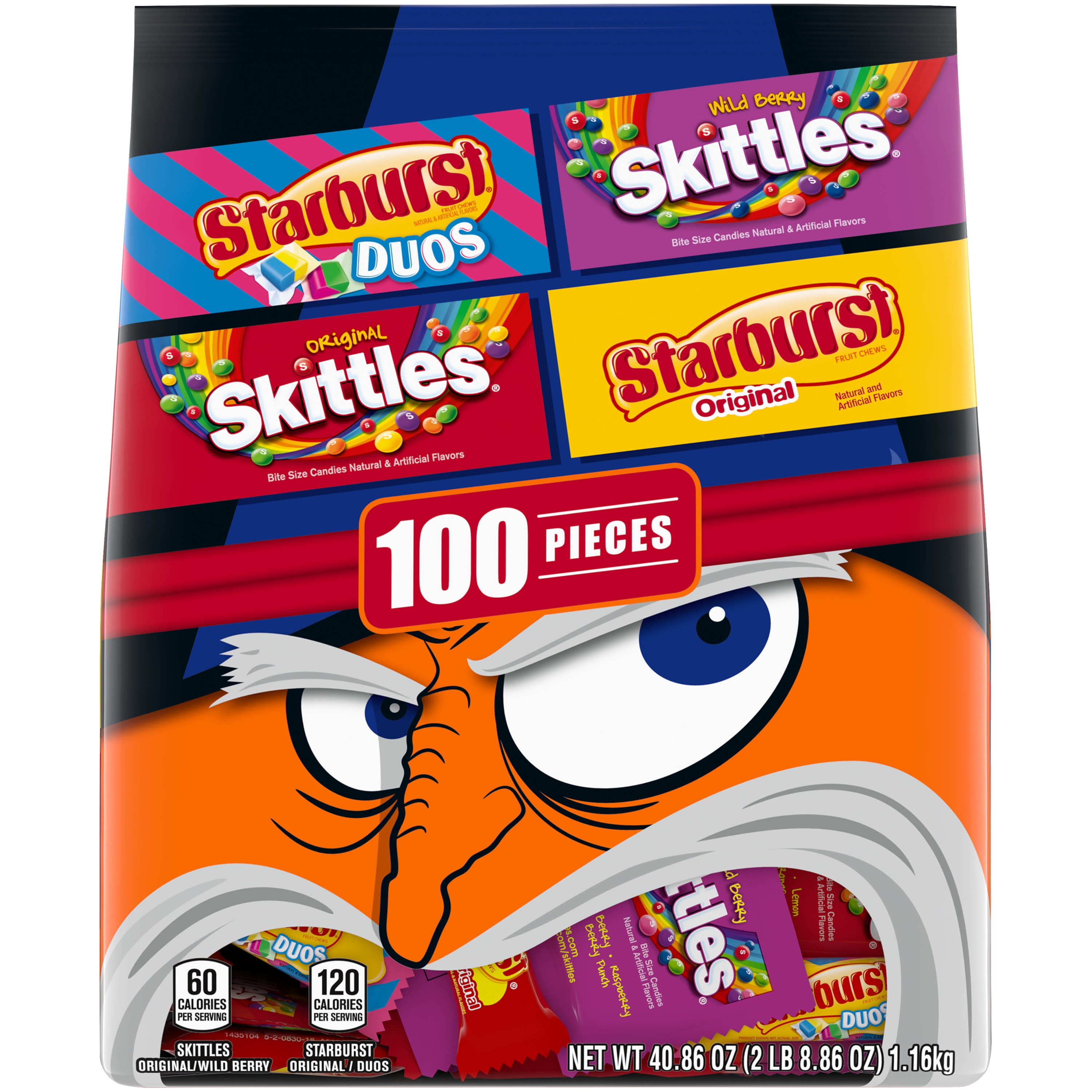 Skittles & Starburst Variety Pack Halloween Chewy Candy 100 Piece Bag