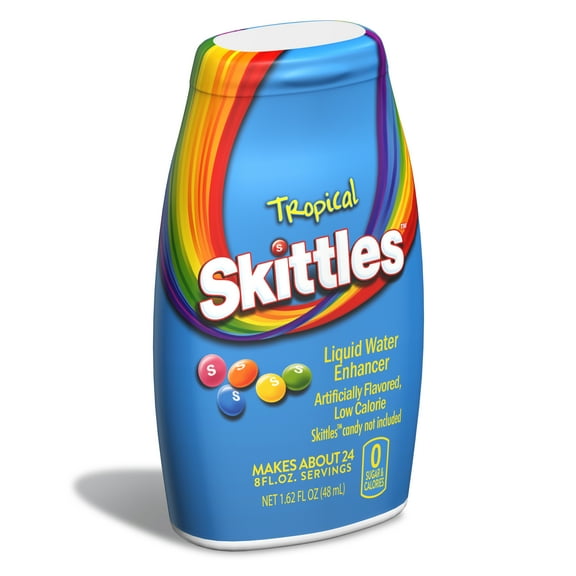 Skittles Sugar-Free On-The-Go Liquid Water Enhancer Juice Drink Mix, Tropical, 24 Servings, 1.62 fl oz