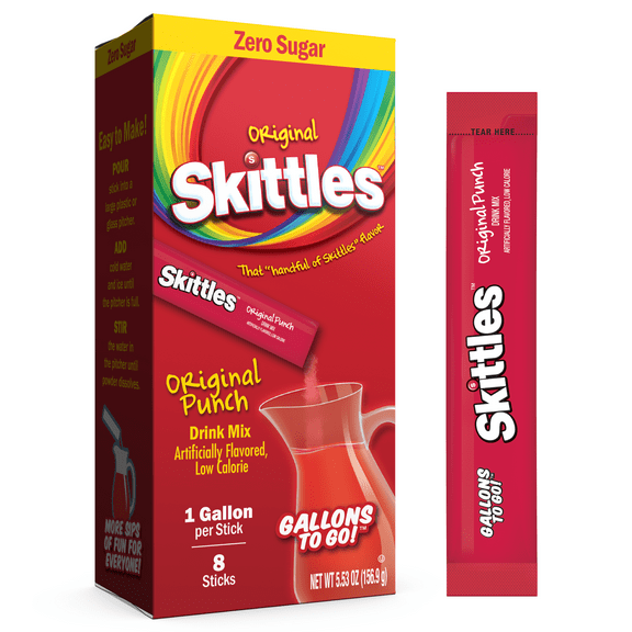 Skittles Sugar Free Variety Pack Juice Drink Mix, 0.67 oz, 8 Count Gallon Packets