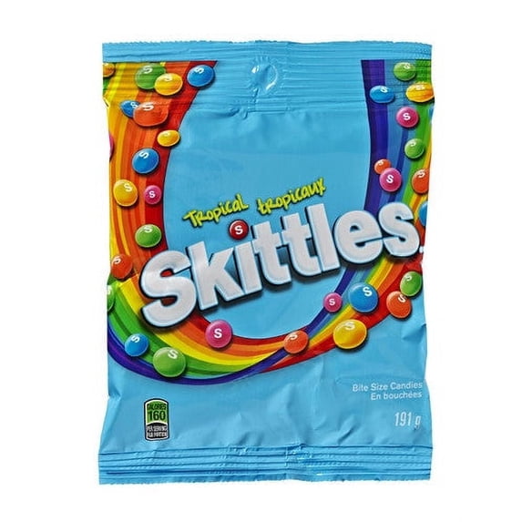 Skittles Tropical, Peg Bag, 191g 6.73oz 12ct (Imported from Canada}