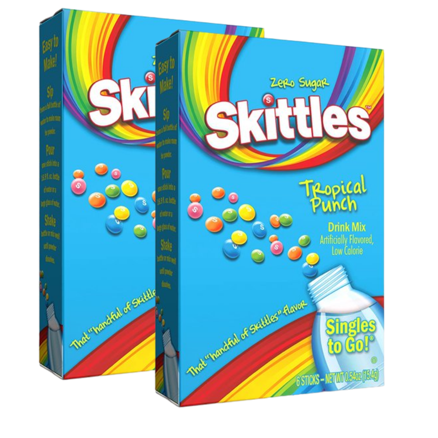 Skittles Tropical Punch Singles To Go Powdered Drink Mix -Sugar-Free, Low-Calorie & Delicious Fruity Taste Water Enhancer Quick & Convenient Water Beverages (2 Boxes- 12 Total Servings)